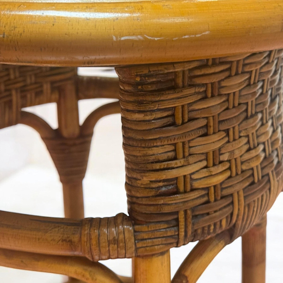 Vintage MCM Rattan and Bamboo side table BOHO Authentic Vintage MCM Home Decor - Picture 5 of 10